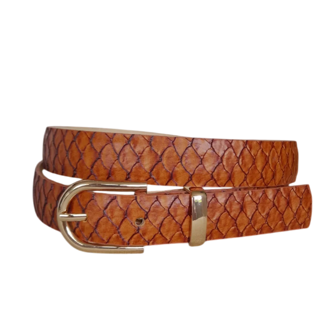 Ladies Leather Belt in Honey Koi Tone