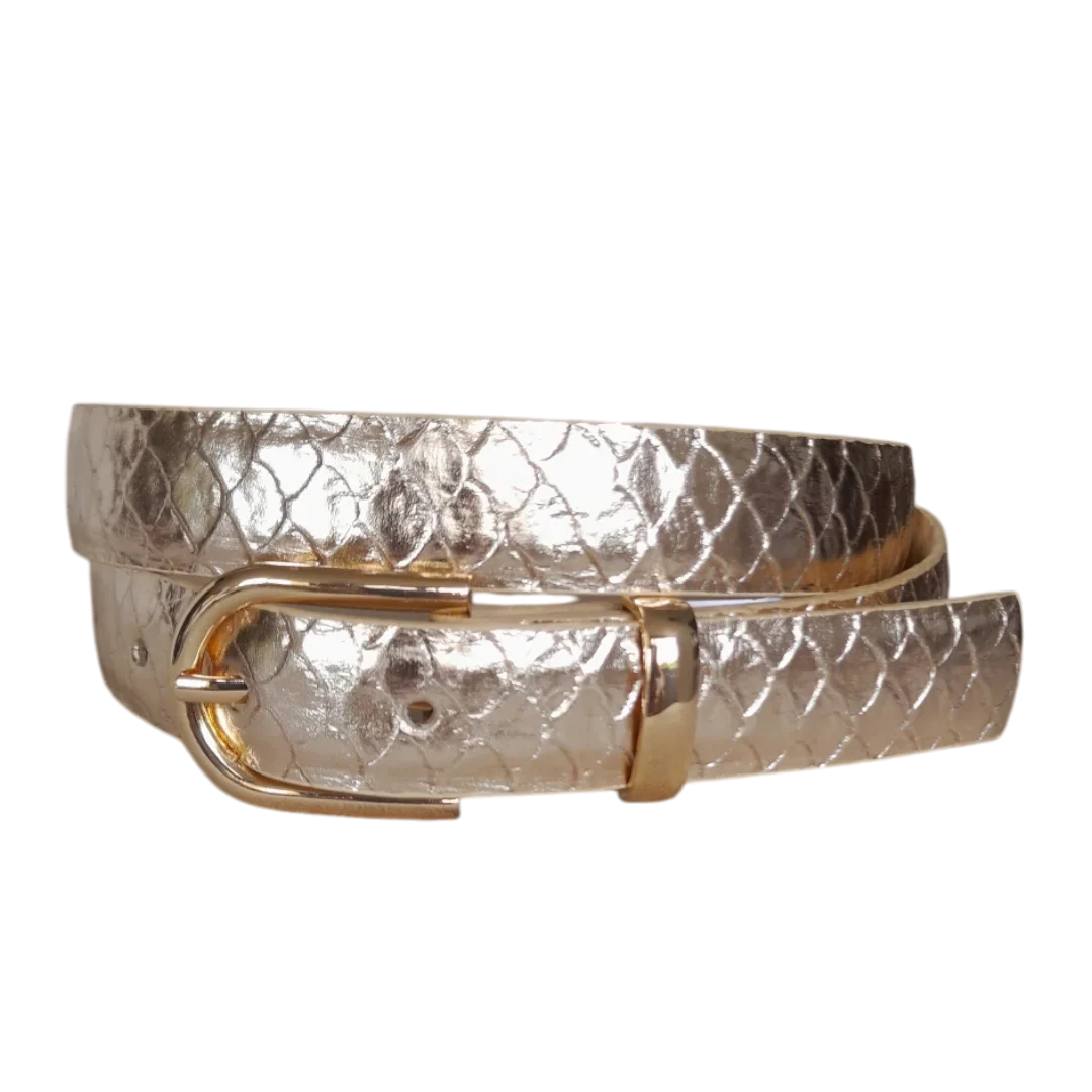Women's Leather Belt in Koi Gold