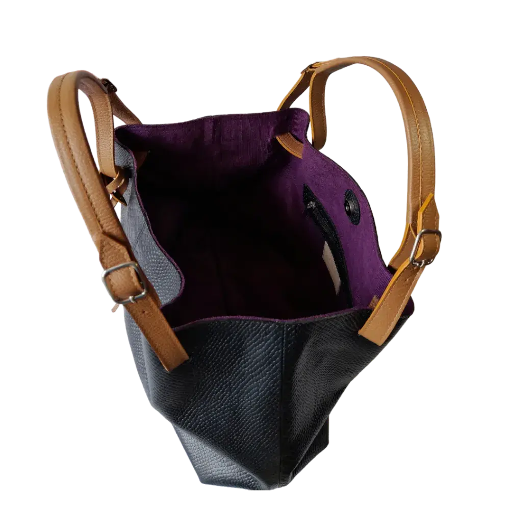 Adelle Reptile Black Leather Handbag for Women