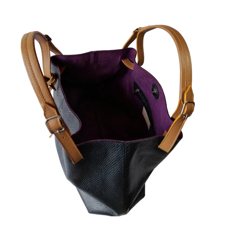 Adelle Reptile Black Leather Handbag for Women