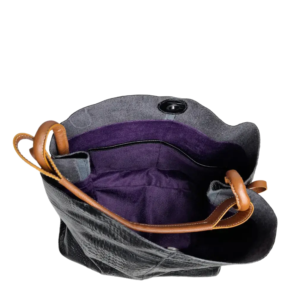Aubrey Reptile Black Women's Leather Handbag