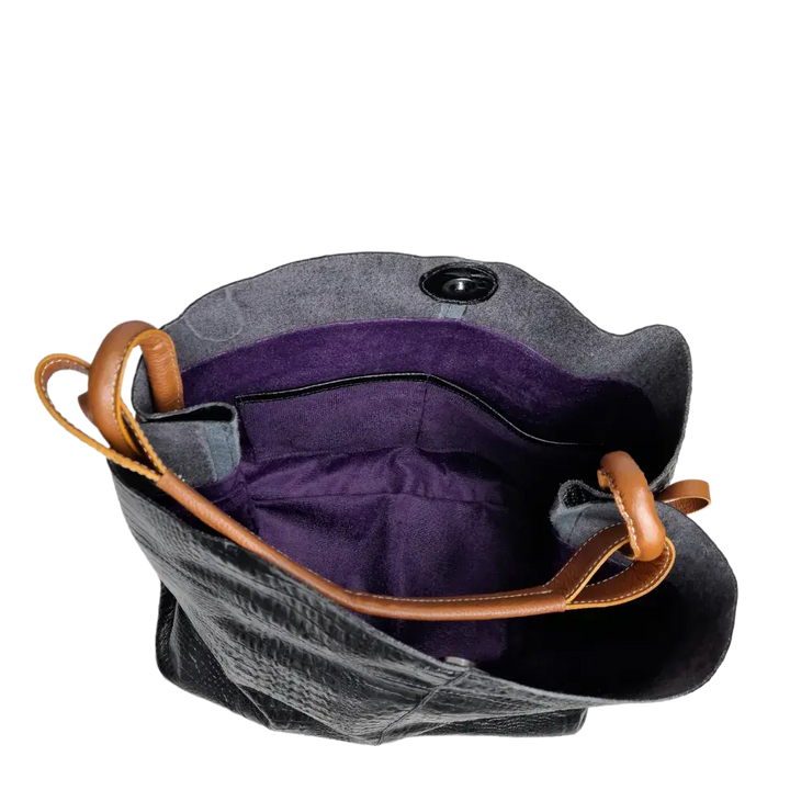 Aubrey Reptile Black Women's Leather Handbag
