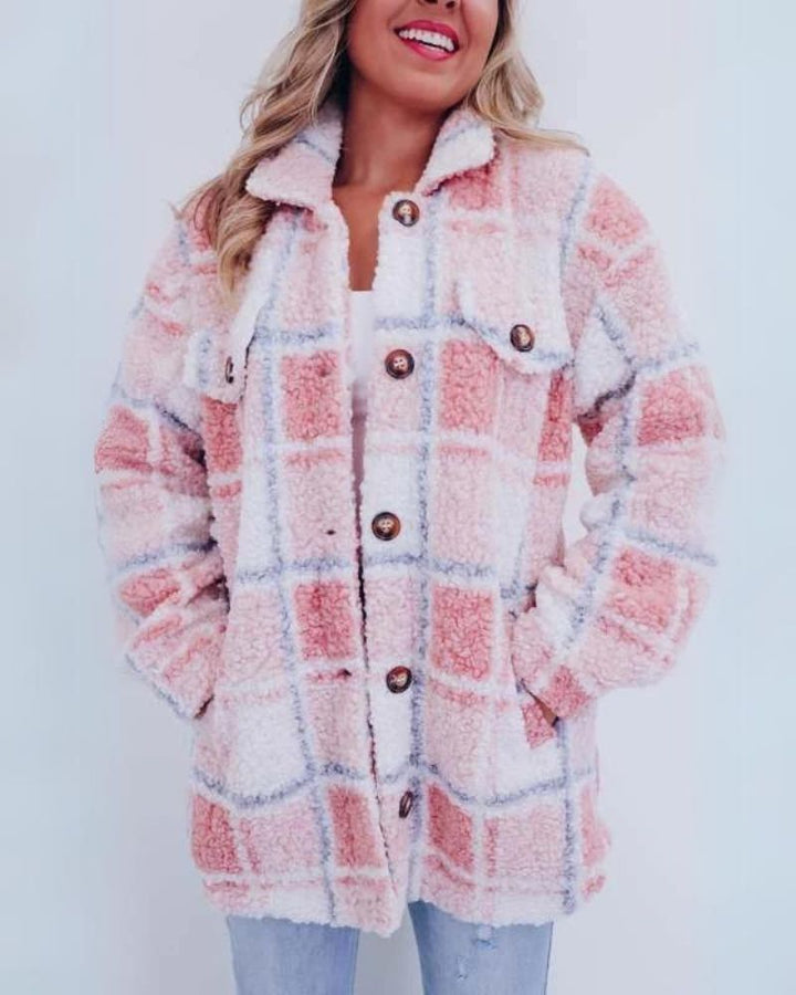 ELINARA - Checkered Fleece Jacket