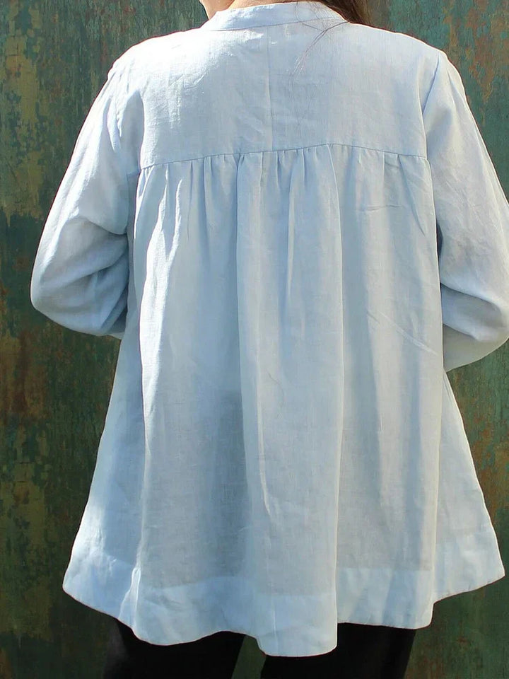 Women's Solid Color Casual Blouse in Cotton and Linen
