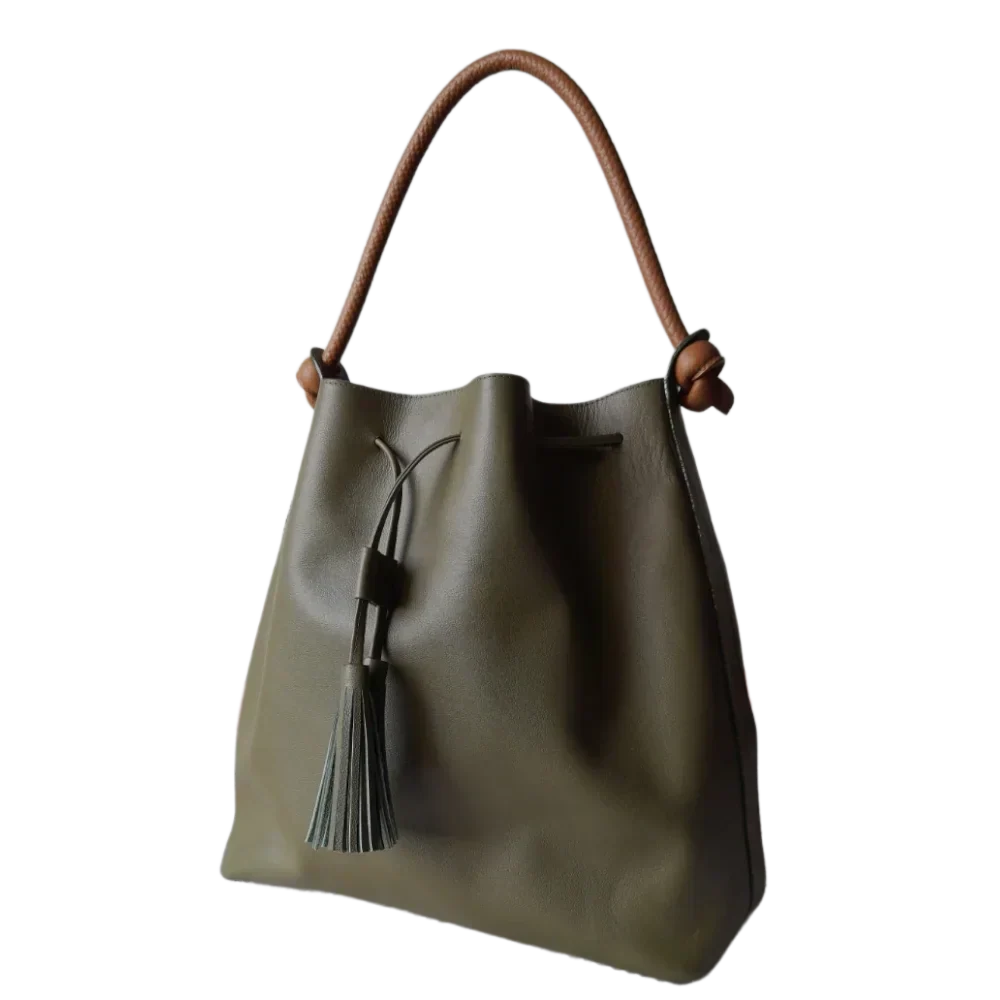 Olive Green Jade Leather Handbag for Women