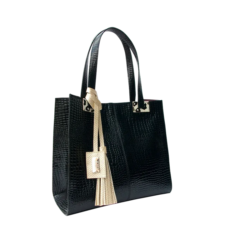 Sara Women's Bag Made of Black Reptile Leather
