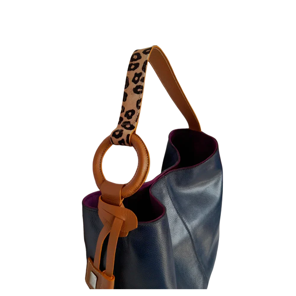 Nora Dark Blue Leather Handbag for Women