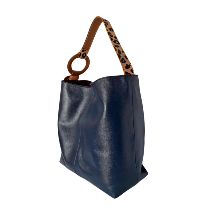 Nora Dark Blue Leather Handbag for Women