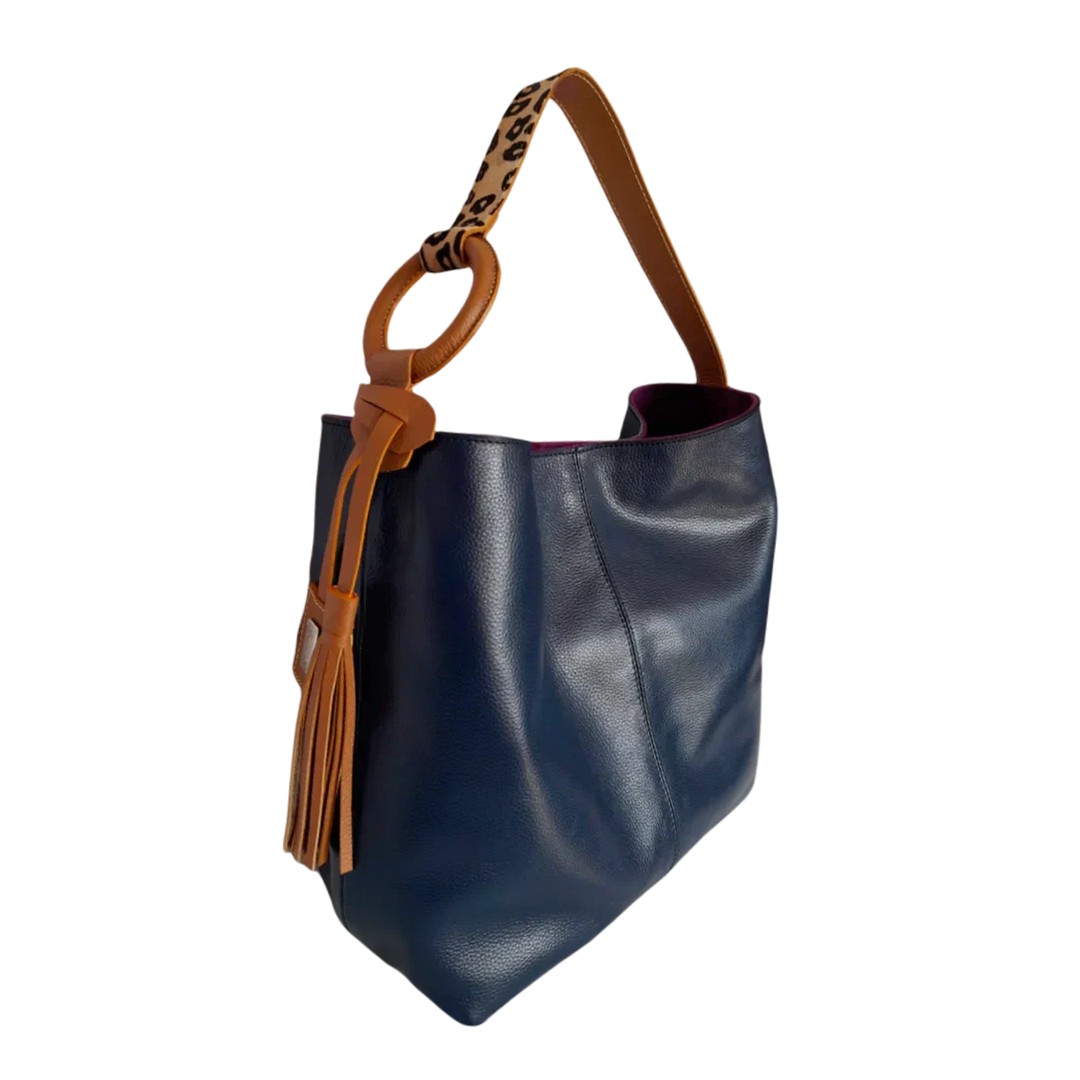 Nora Dark Blue Leather Handbag for Women