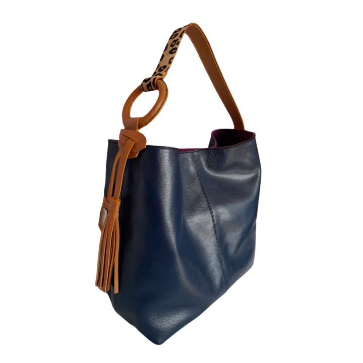 Nora Dark Blue Leather Handbag for Women