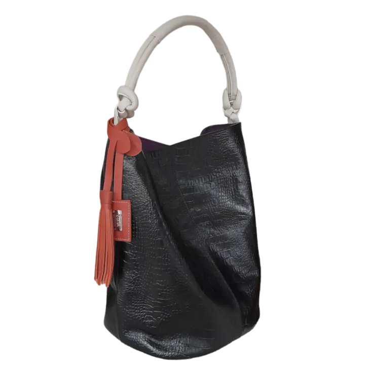 Olivia Schwarze Reptile Leather Handbag for Women