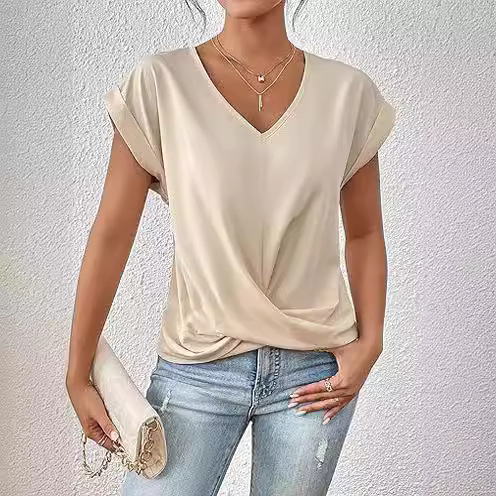 Celest - Cozy V-Neck Casual Tee