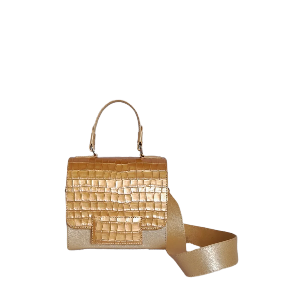 Elizabeth Coquito Women's Leather Handbag in White Gold Look