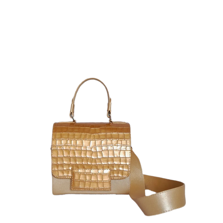 Elizabeth Coquito Women's Leather Handbag in White Gold Look