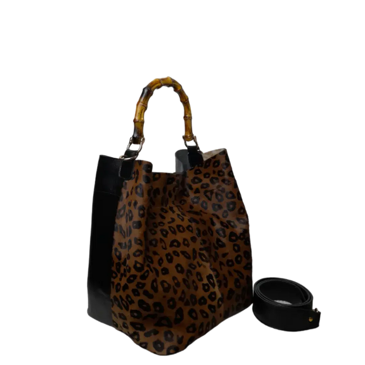 Claire Jaguar and Black Leather Handbag for Women