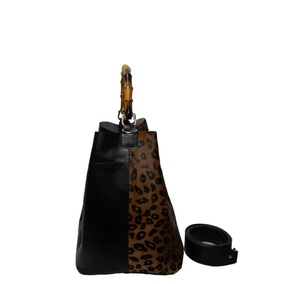 Claire Jaguar and Black Leather Handbag for Women