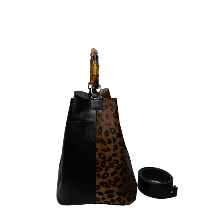Claire Jaguar and Black Leather Handbag for Women