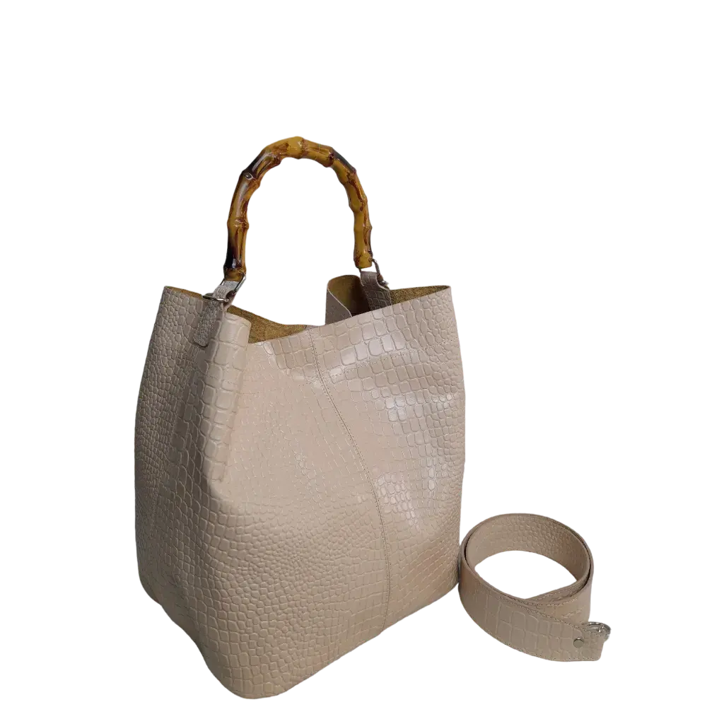 Claire Ladies' Handbag in Nude Reptile Design