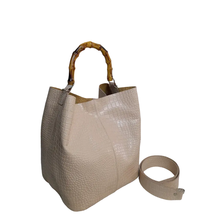 Claire Ladies' Handbag in Nude Reptile Design