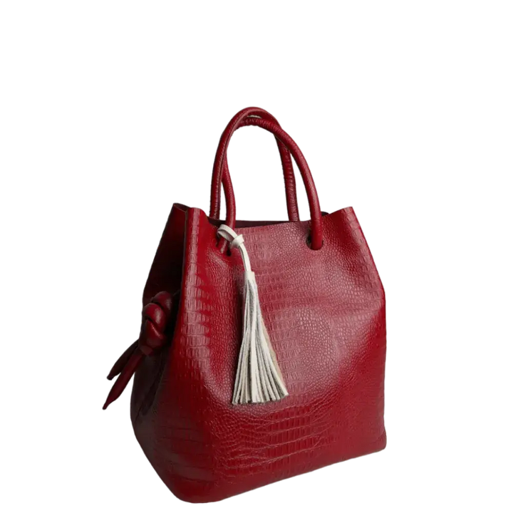 Red Women's Leather Handbag in Reptile Design by Brigitte