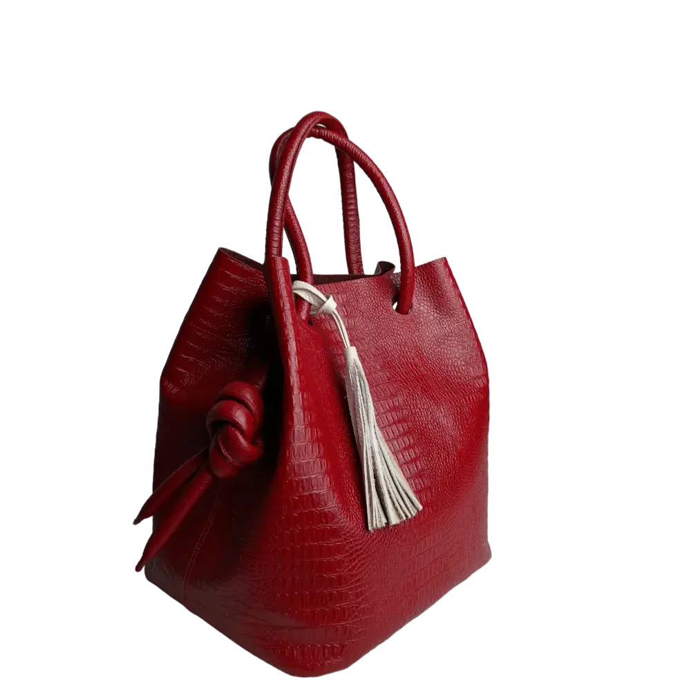 Red Women's Leather Handbag in Reptile Design by Brigitte