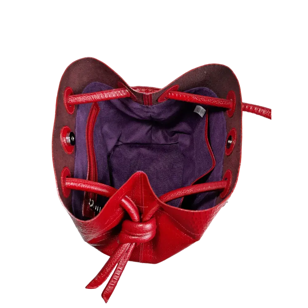 Red Women's Leather Handbag in Reptile Design by Brigitte