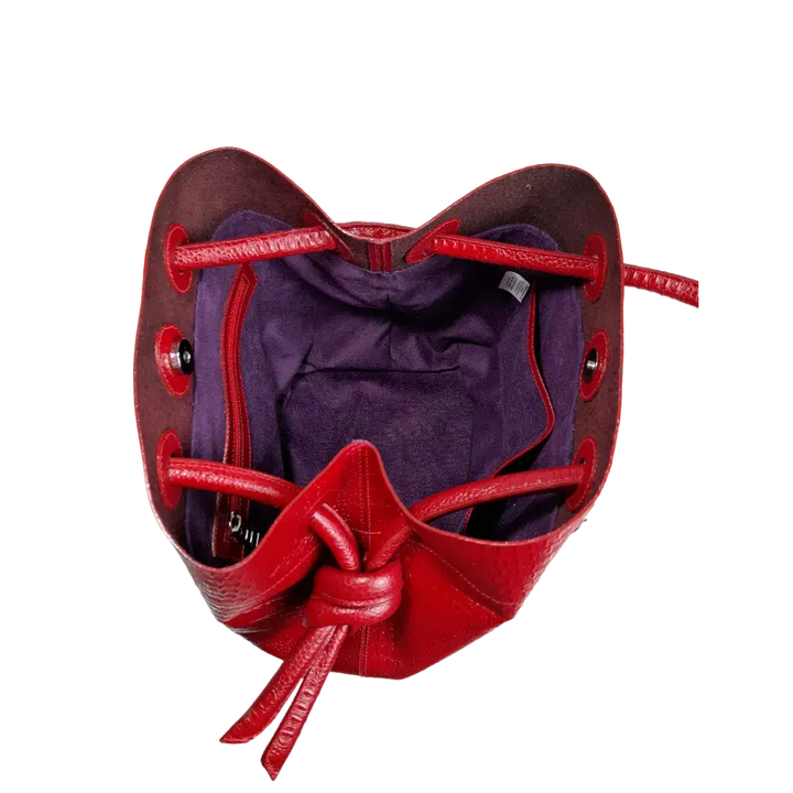 Red Women's Leather Handbag in Reptile Design by Brigitte