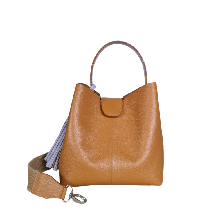 Lucia Small Honey-Colored Leather Handbag for Women