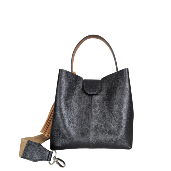 Black Lucia Mini Leather Bag for Women