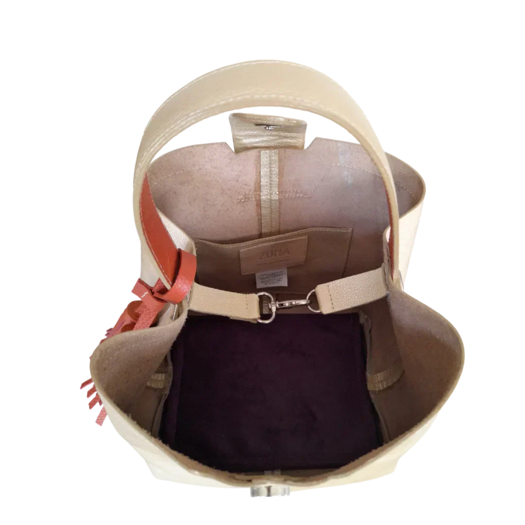 Lucia Gold Small Leather Handbag for Women