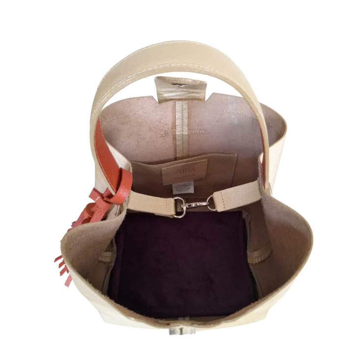 Lucia Gold Small Leather Handbag for Women
