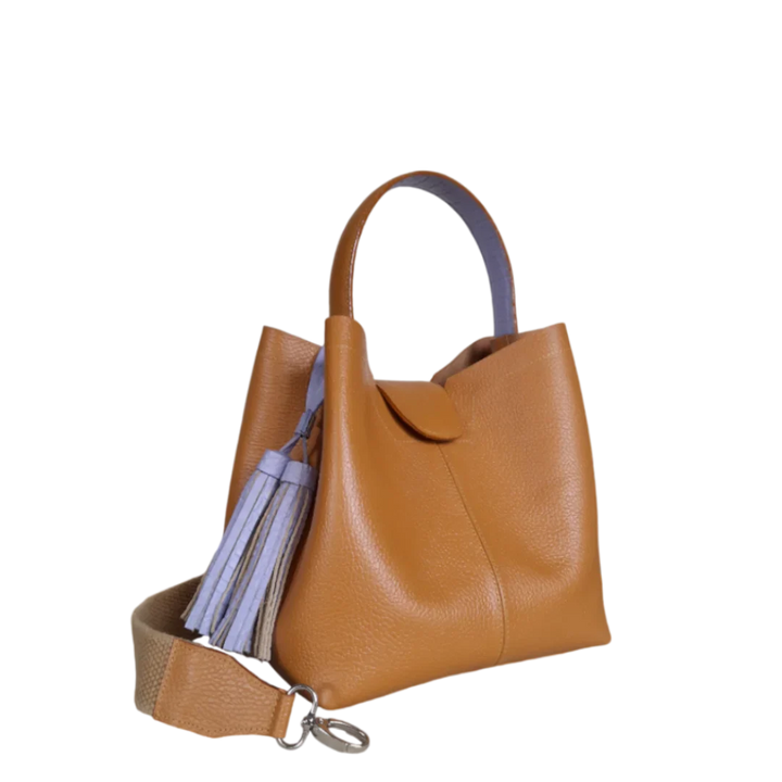 Lucia Small Honey-Colored Leather Handbag for Women