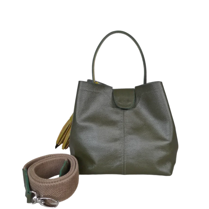 Lucia Small Olive Green Leather Handbag for Women