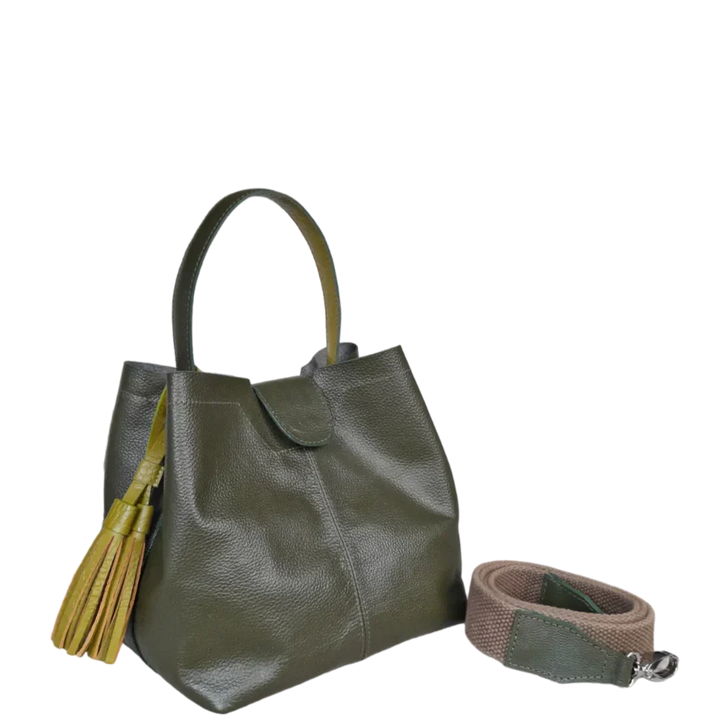 Lucia Small Olive Green Leather Handbag for Women