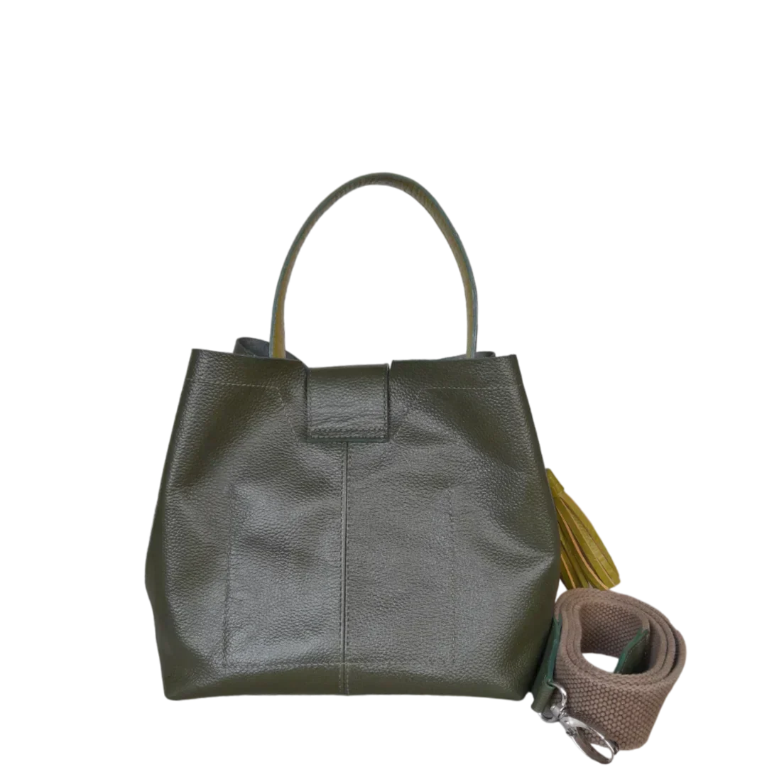 Lucia Small Olive Green Leather Handbag for Women