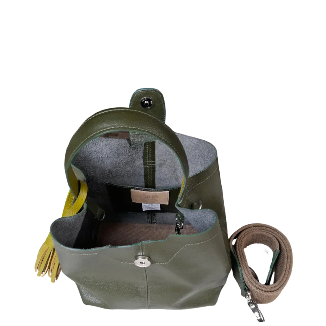 Lucia Small Olive Green Leather Handbag for Women