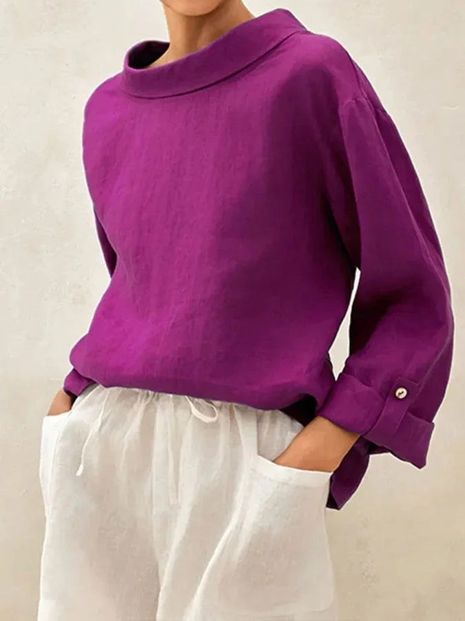 Women's Solid Color Casual Shirt with Collars
