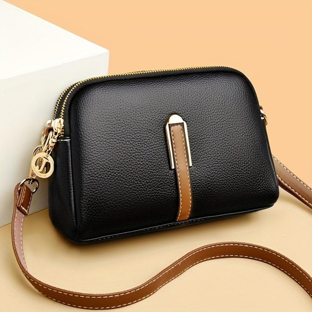 Mila Litchi Shoulder Bag with Embossed Pattern