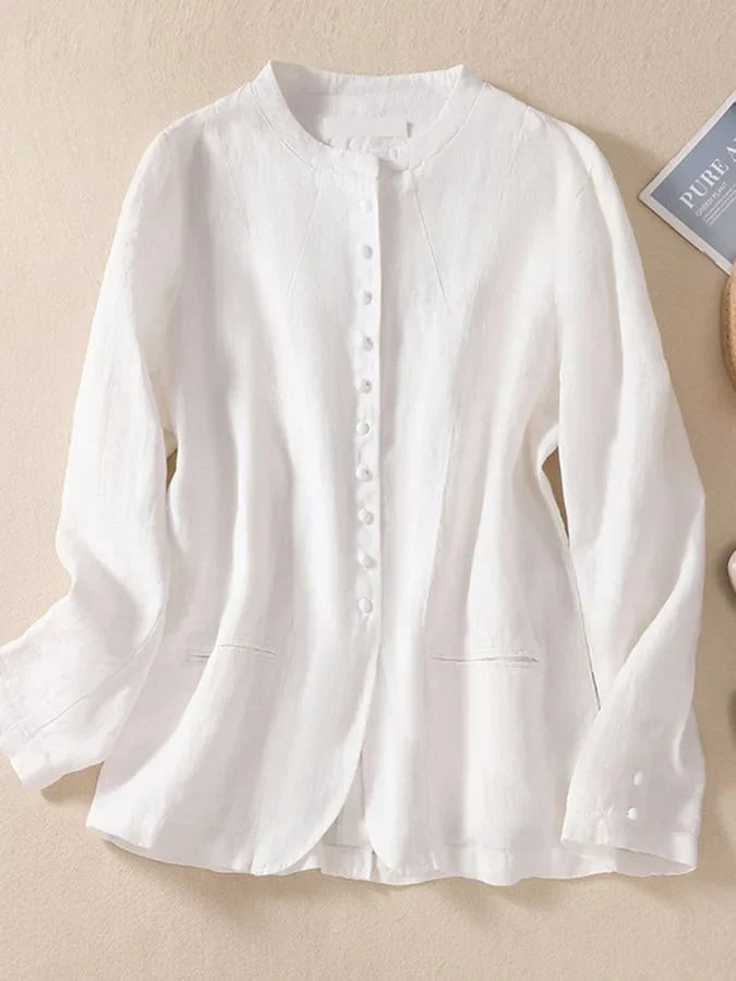 Cotton Thin Loose Suit with Mandarin Collar