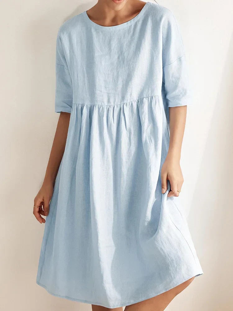 Women's Linen Midi A-line Dress Valencia