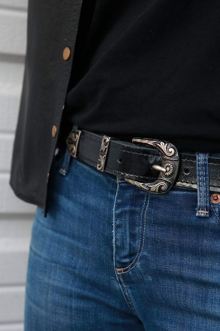 Shimmering Black Patent Leather Belt