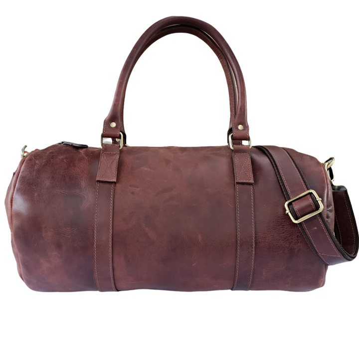 Brown Leather Duffle Bag in Dark Shade