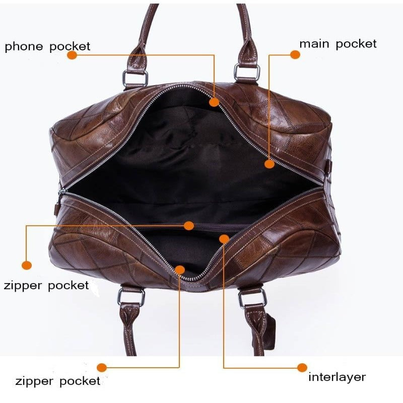 Unisex Genuine Soft Leather Travel Bag