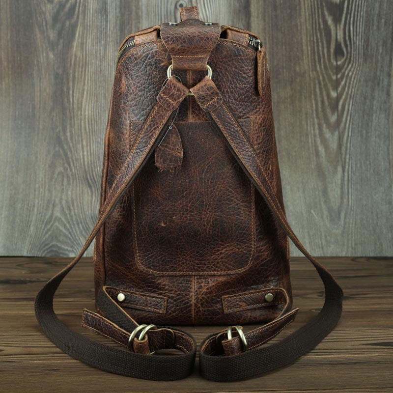 Retro Leather Backpack for College