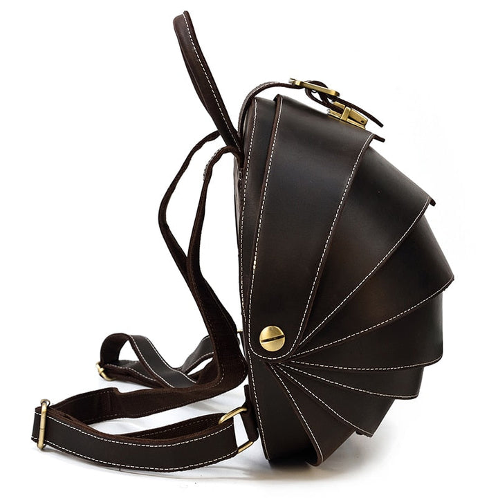 Leather Beetle-Style Backpack for Women
