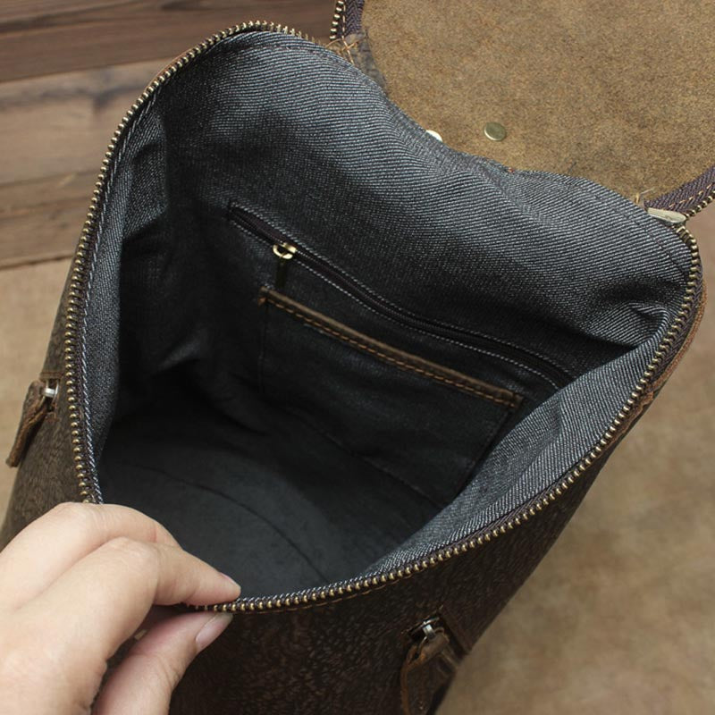 Retro Leather Backpack for College