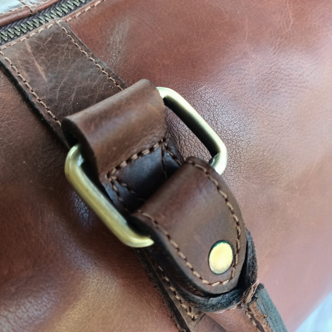 Brown Leather Duffle Bag