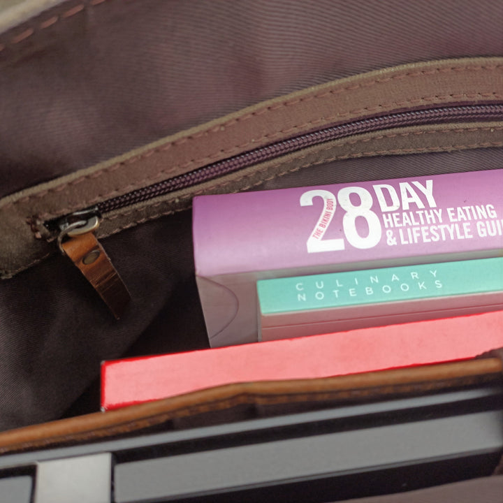 Braun Leather Laptop Bag made of Canvas for Hunters