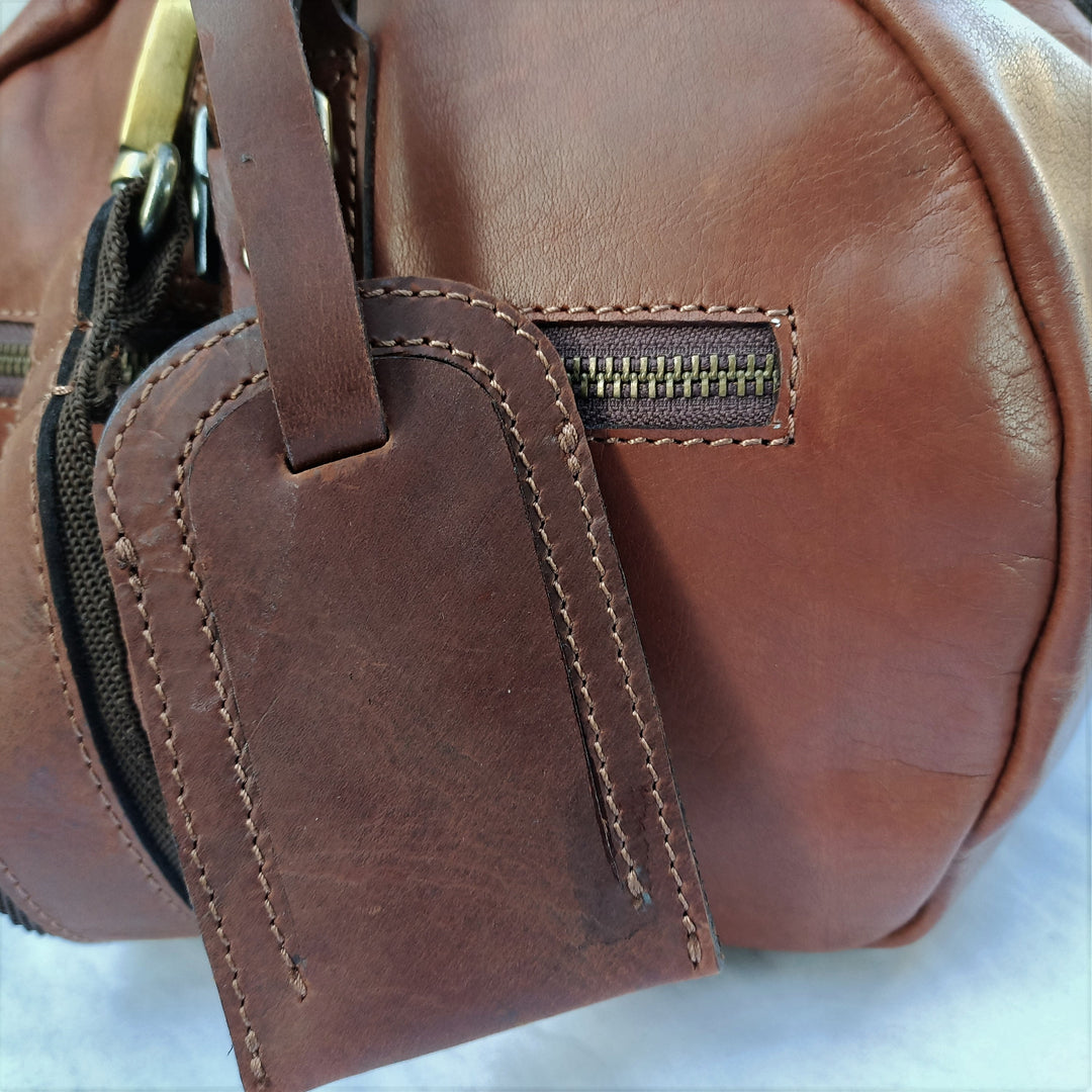 Brown Leather Duffle Bag