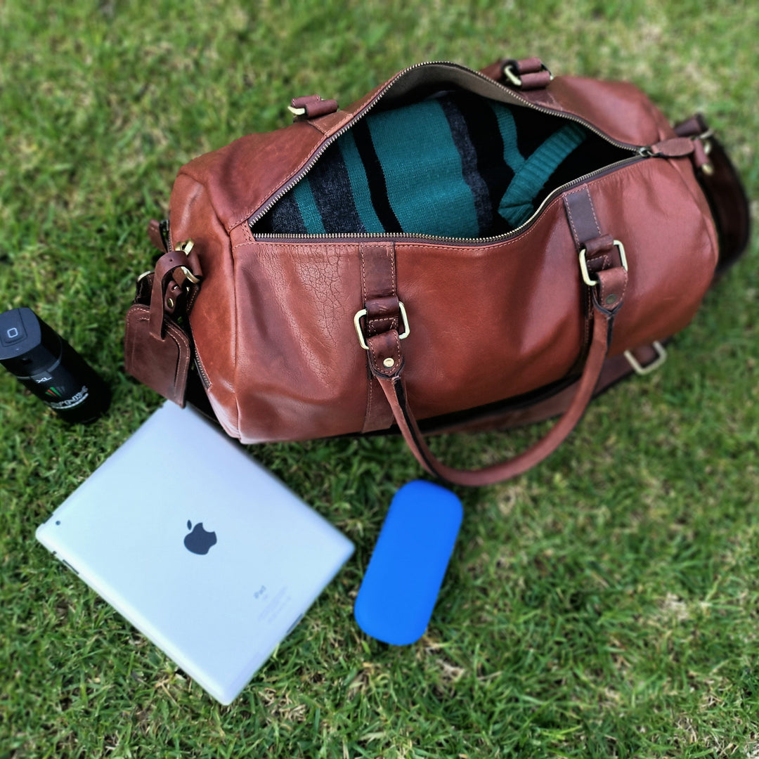 Brown Leather Duffle Bag